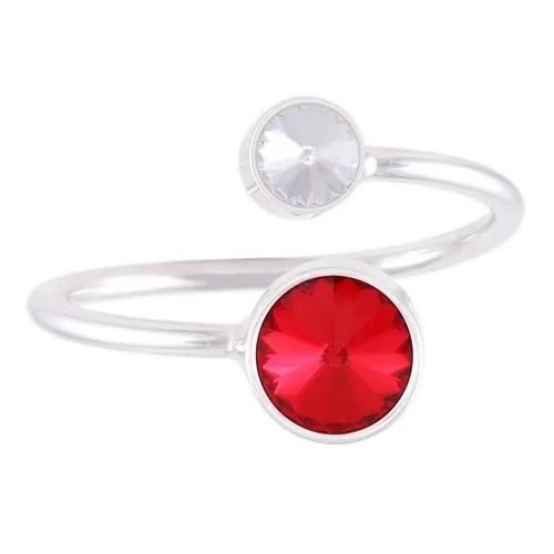 Anillo Ajustable con Cristal Rojo Swarovski Duo. Forever Crystal